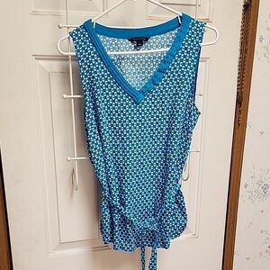 Tommy Hilfiger Blue Sleeveless Tie Front Tank Top
